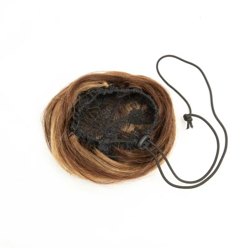 Hair Bun Human Hair Drawstring Hair Bun Wig Flexible Brown Blonde 6Inches Chignons Ponytail Hairpieces For Thinner Hair