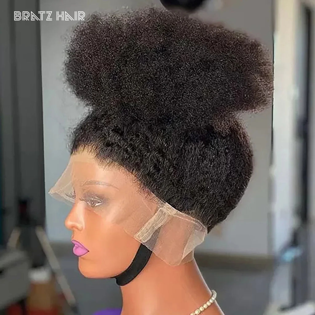 360 Full Lace Yake Straight Wig 100% Human Hair Afro Kinky Straight 360 HD Transparent Lace Frontal Wigs for Black Woman