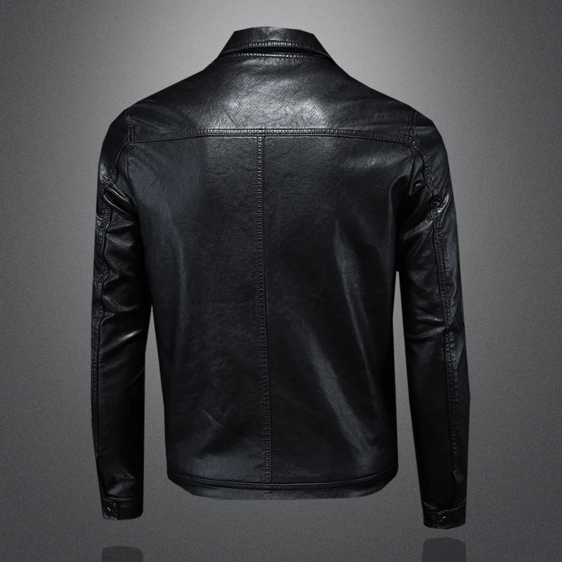 2024 Autumn and Winter New Men's Fashion Handsome Trend Business Leisure Lapel Motorcycle Leather Coat Slim Stylish Man  M-4XL