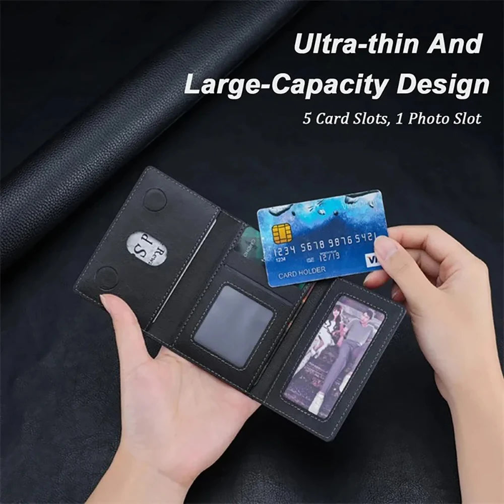 Trifold Magnetic Phone Wallet PU Leather Magsafe Card Holder For Apple IPhone 16 15 Pro Max Plus Mini Slim Card Bag Case Cover