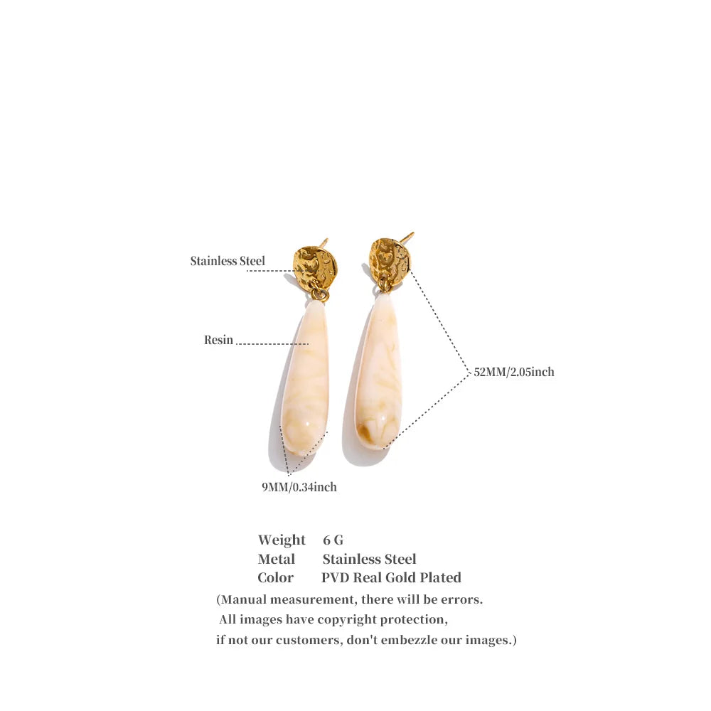 Yhpup 4 Color Acrylic Resin Teardrop Dangle Summer Earrings for Women Stainless Steel Exclusive Candy Fashion Jewelry