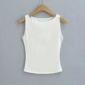 Women's Double Layer Boat Neck Soft Slinky Tank Top Comfortable Stretchy Casual Sleeveless Top in Various Colors