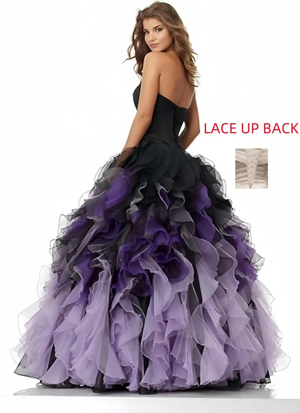 Organza Quinceanera Dress Strapless Ruffles Prom Dresses Ball Gown Long Puffy Sweetheart Ombre Wedding Cocktail Dress