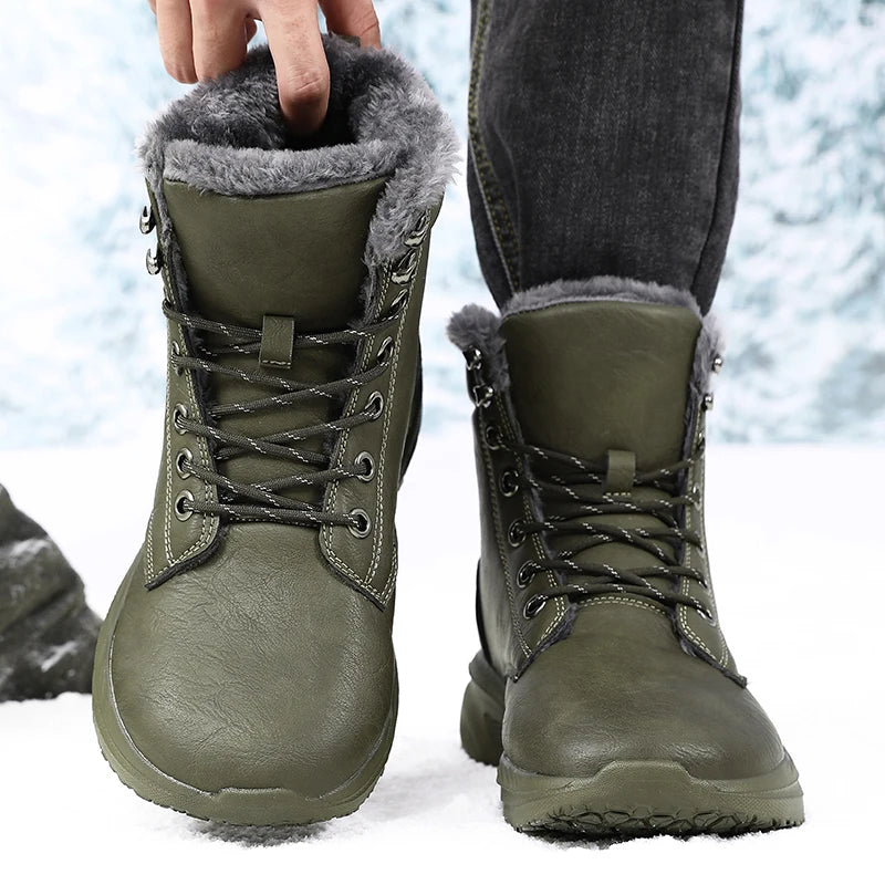 Winter Snow Barefoot Boots for Men Keep Warm Waterproof Winter Shoes Latest 2026 Fashion Design Non Slip Platform Snow Boots Men