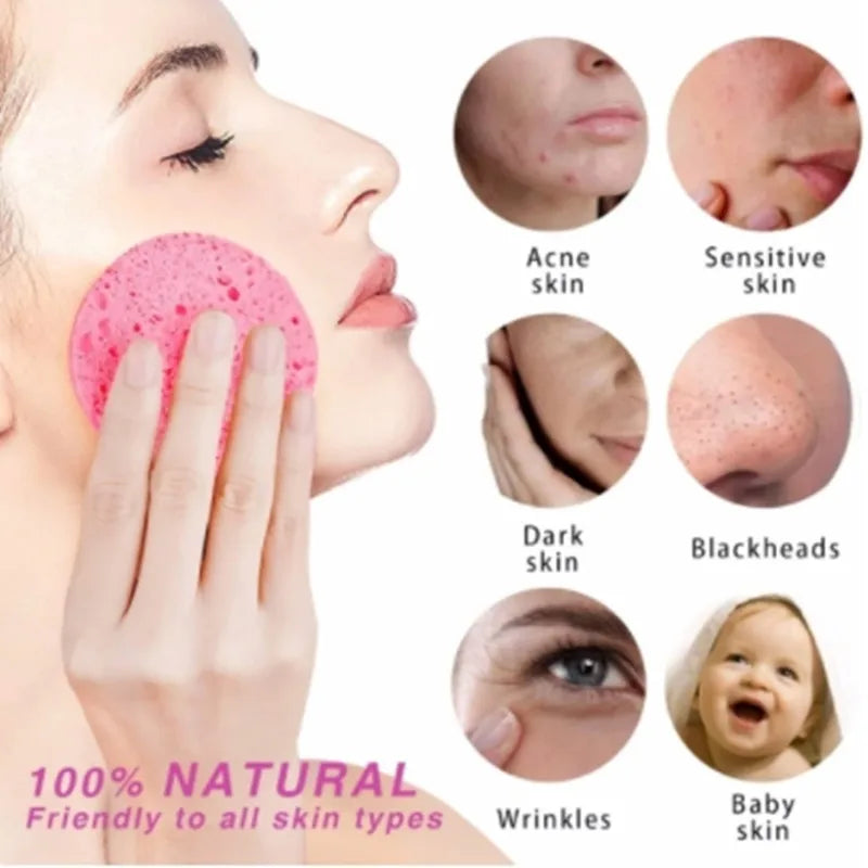 50-100 PCS Compress Face Wash Puff Natural Wood Pulp Sponge Face Wash Puff Foaming Face Puff Cosmetic Puff Face Cleansing Sponge