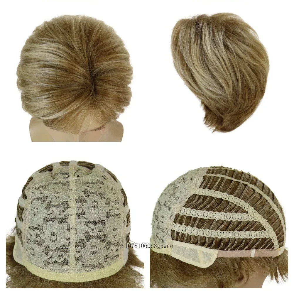 Synthetic Hair Short Straight Men Wig Blonde Color Heat Resistant Wigs for Male Halloween Daily Costume Party Natural Looking