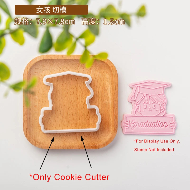 New 2022 Graduation Season Cookie Cutter Graduation Cap Gown Clear Fondant Stamps Boy Girl Baking Mold Icing Biscuits Cake Tools