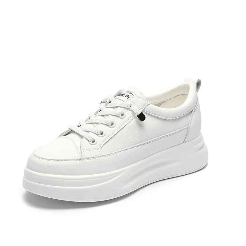 Fujin 4.5cm Genuine Leather Women Shoes Platform Flats Breathable Women Mesh Shoes White Sneakers Spring Autumn Summer Shoes