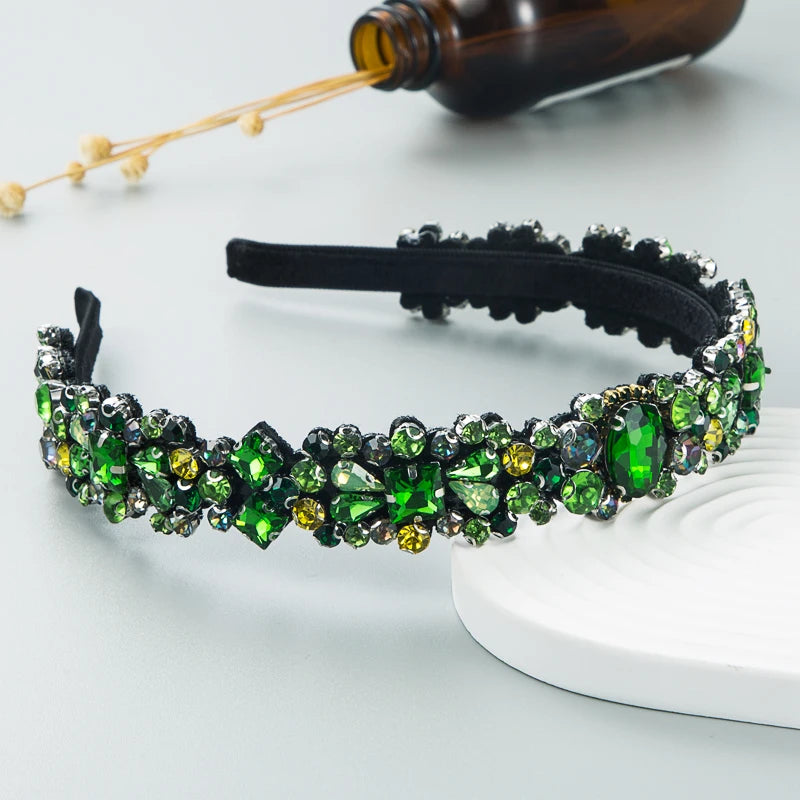 Baroque Retro Court Headband, Popular Design With Rhinestone Crystal Hair Band, Korean Style Face Wash Hair Accessories