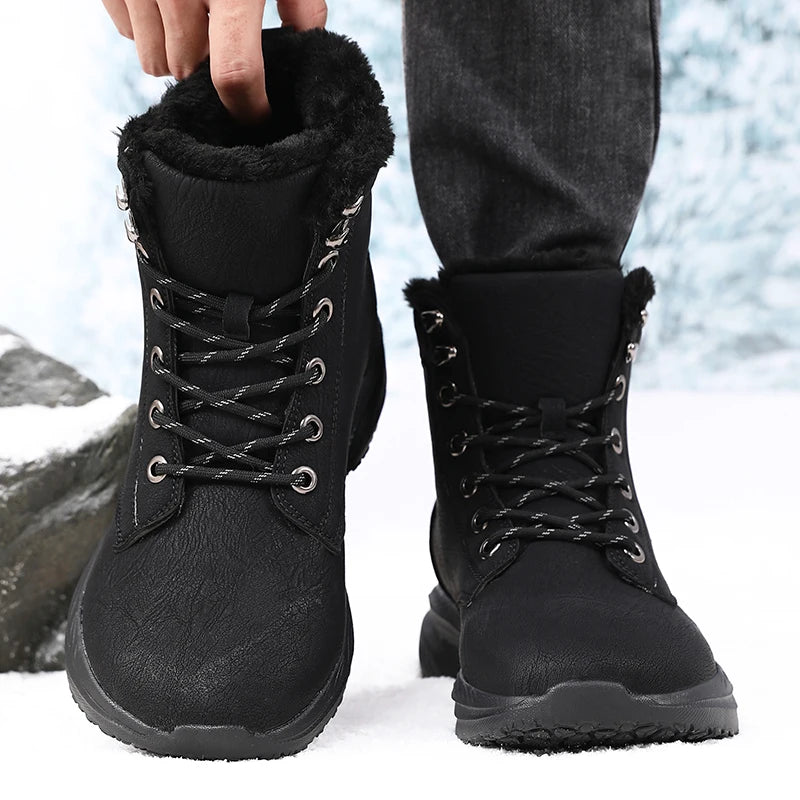 Winter Snow Barefoot Boots for Men Keep Warm Waterproof Winter Shoes Latest 2026 Fashion Design Non Slip Platform Snow Boots Men