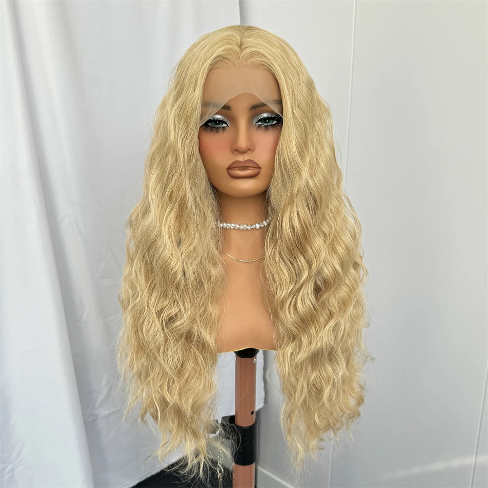 Mix Blonde Wig Long Synthetic Lace Front Wigs for Women 26/613 Loose Curly Wig Daily Use Natural Wave Lace Wig Cosplay Wig Party