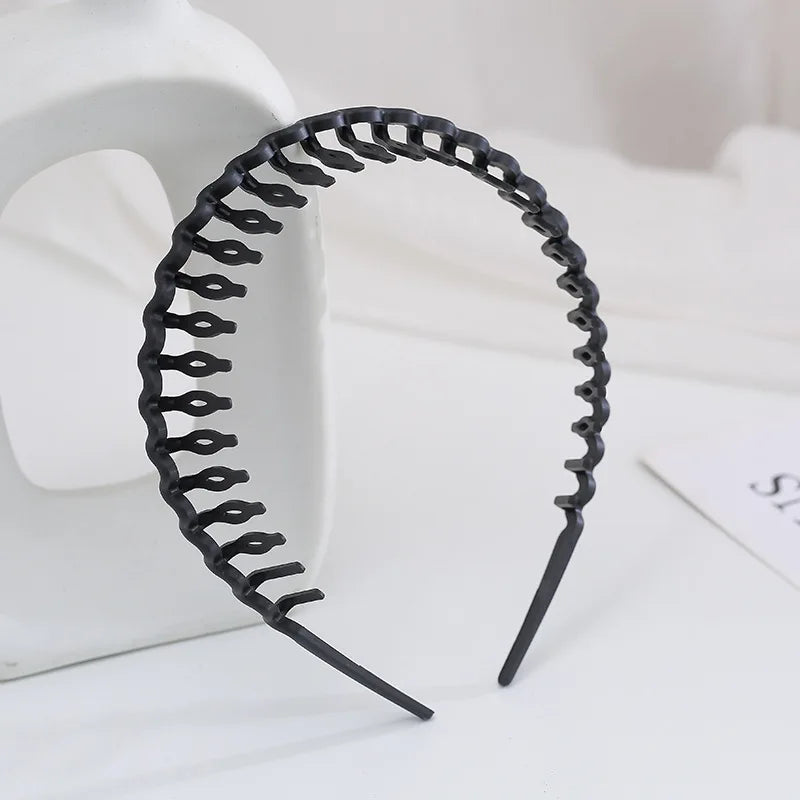 Elegant Solid Color Wave Hairbands For Women Trendy Toothed Non-slip Hair Combs Hair Accessories Girl Face Wash Sports Headbands