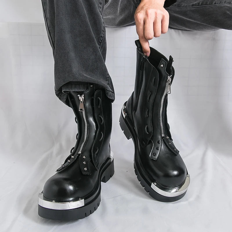 Winter Men Business Chelsea Shoes Black Men Long-sleeved Thick-soled Anti-slip Brand Warm Boots Outdoor Training Boots Men