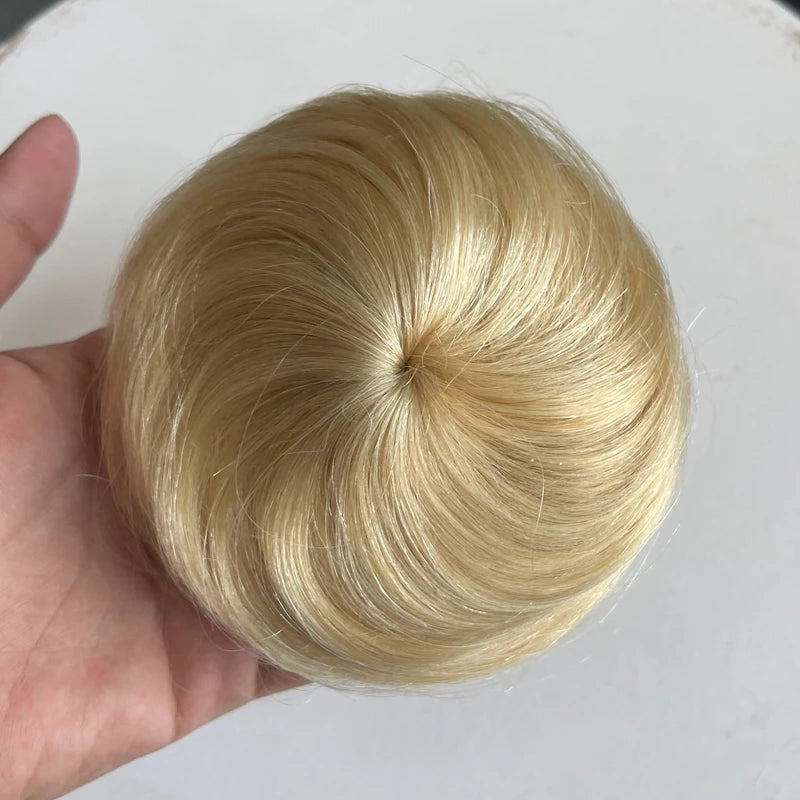 Hair Bun Human Hair Drawstring Hair Bun Wig Flexible Brown Blonde 6Inches Chignons Ponytail Hairpieces For Thinner Hair
