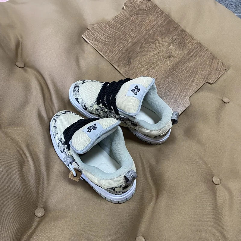 Winter New Style Off-White Thick Tongue Loafers Large Size Men's Fashion Casual Shoes Breathable Trendy Versatile Sneakers for Men
