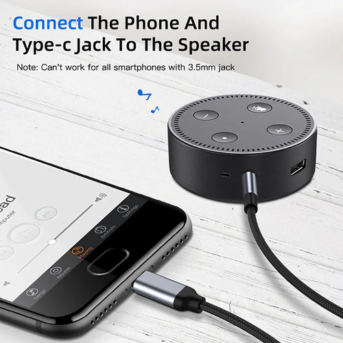 0.5m/1m/1.5m/2m Audio extension cord USB C To 3.5mm Audio line Car Video Headphone Speaker Adapter Type C To 3.5Mm Jack AUX Cord