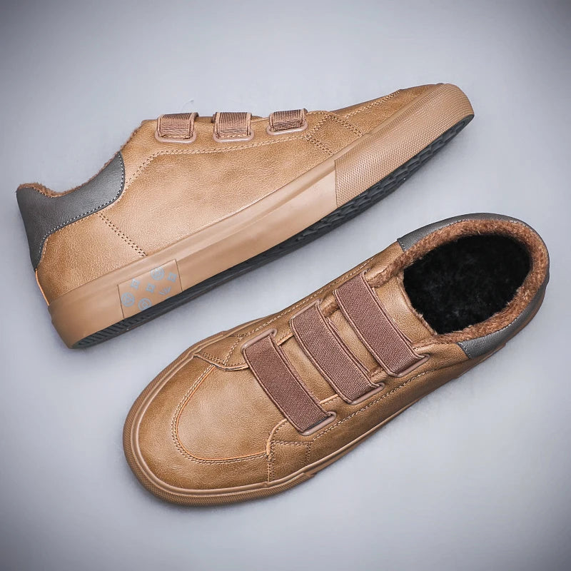 Men Leather Casual Warm Shoes Loafers Shoes Comfortable Anti-Slip Outdoor Lace Up Sneakers Fashion Retro Leisure BD25034