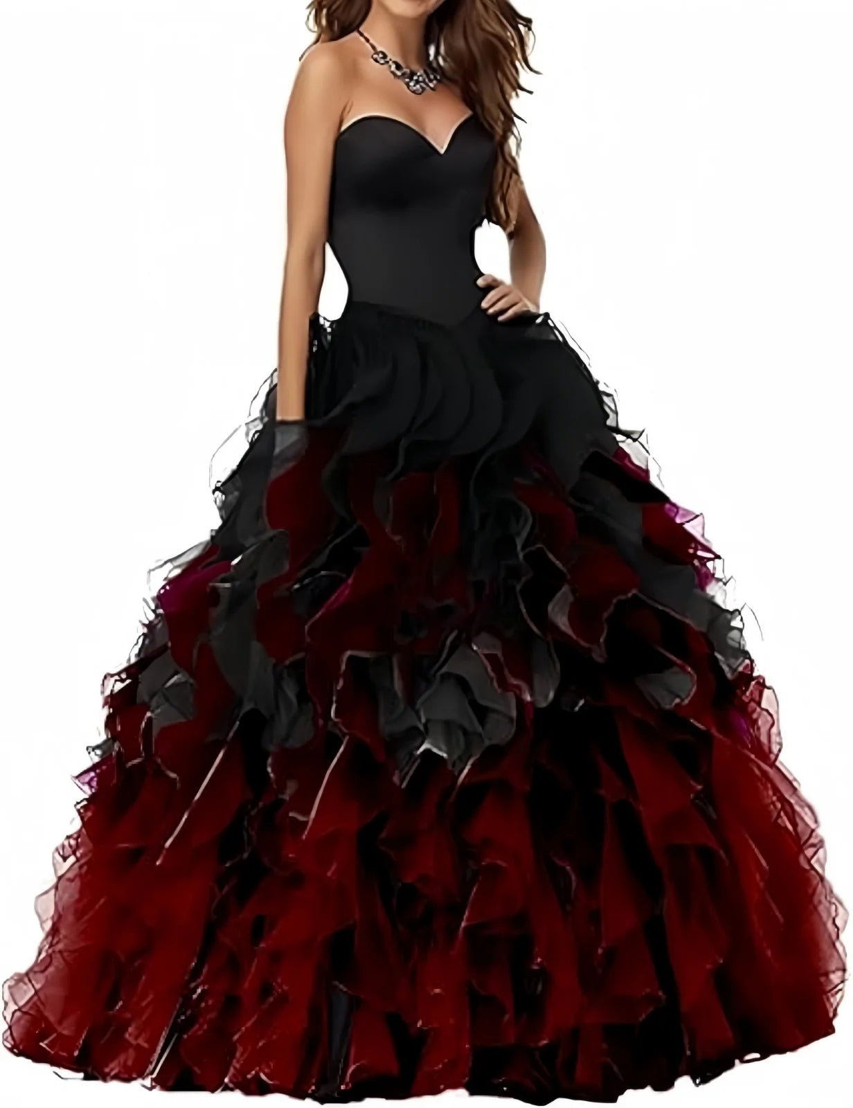 Organza Quinceanera Dress Strapless Ruffles Prom Dresses Ball Gown Long Puffy Sweetheart Ombre Wedding Cocktail Dress