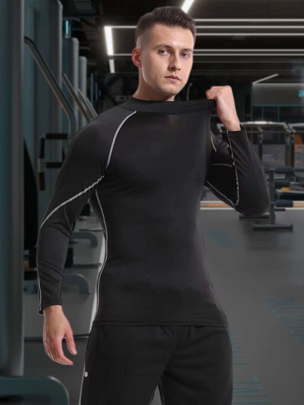 Men High Collar Thermal Underwear Elastic Thermal Shirt Man Compression Undershirts Long Johns Man Sport First Layer Sleepwear