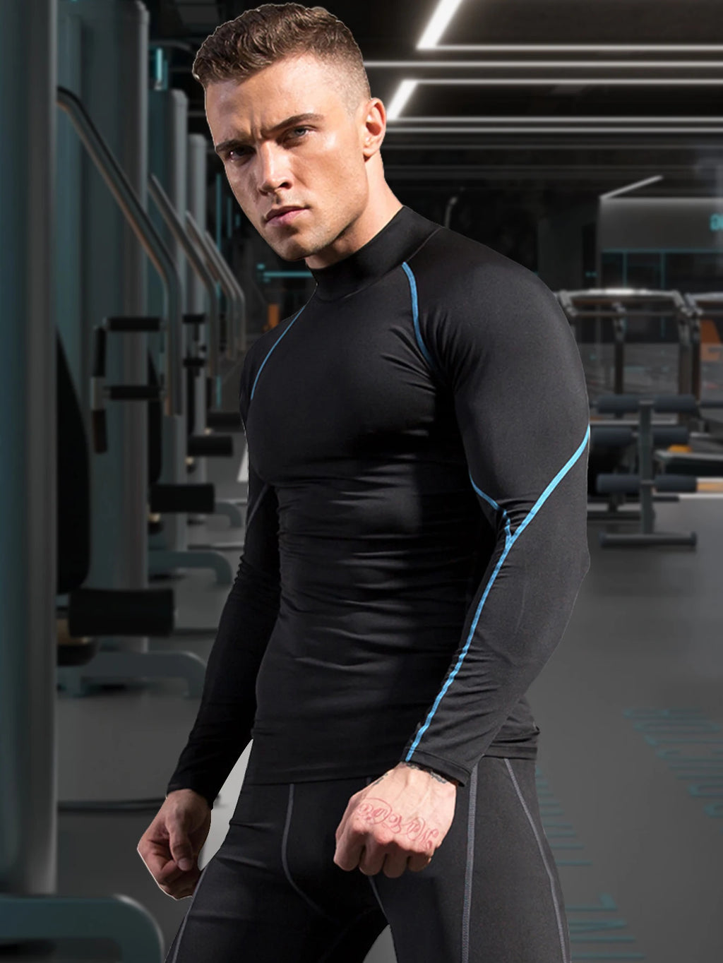 Men High Collar Thermal Underwear Elastic Thermal Shirt Man Compression Undershirts Long Johns Man Sport First Layer Sleepwear