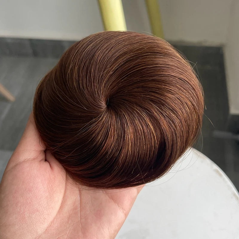 Hair Bun Human Hair Drawstring Hair Bun Wig Flexible Brown Blonde 6Inches Chignons Ponytail Hairpieces For Thinner Hair