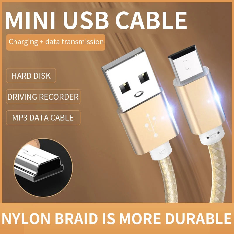NNBILI 2M/1.5M/1M/0.25M Mini USB Cable Mini USB to USB Fast Data Charger Cable for MP3 MP4 Player Car DVR GPS Digital Camera HDD