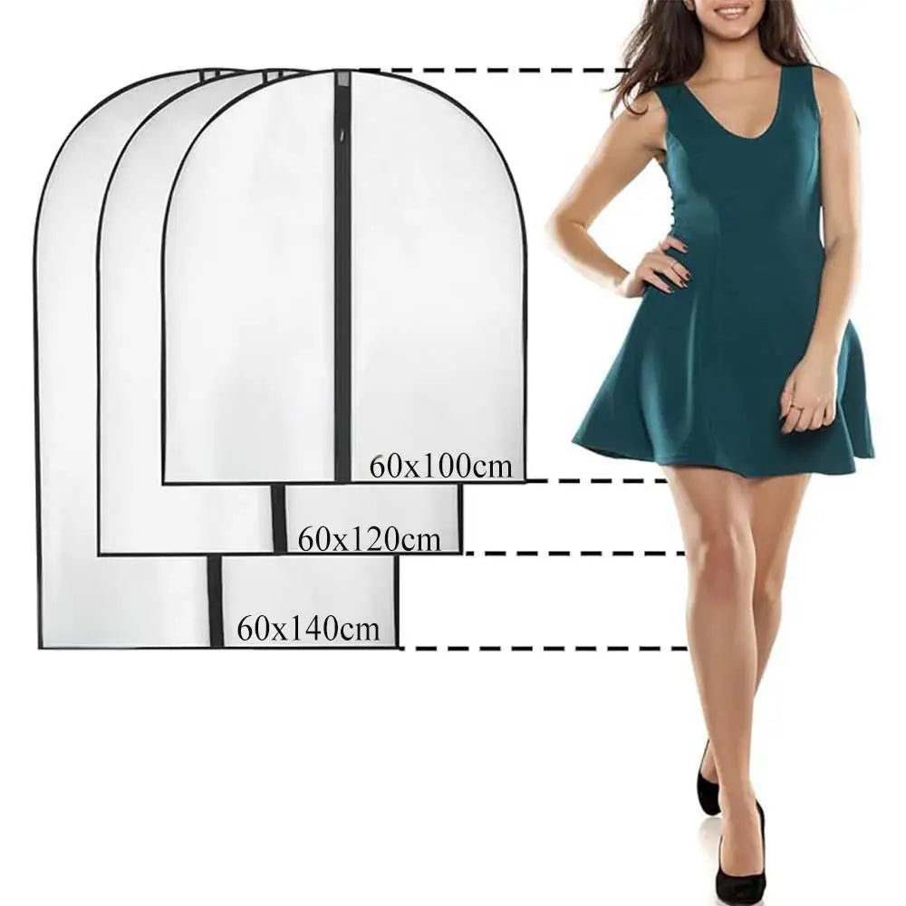 Clear Garment Suit Dress Cover Bag for Closet Storage Dust Coat Cover Gown Bags Shirt Protector with Zipper for Hanging Clothes