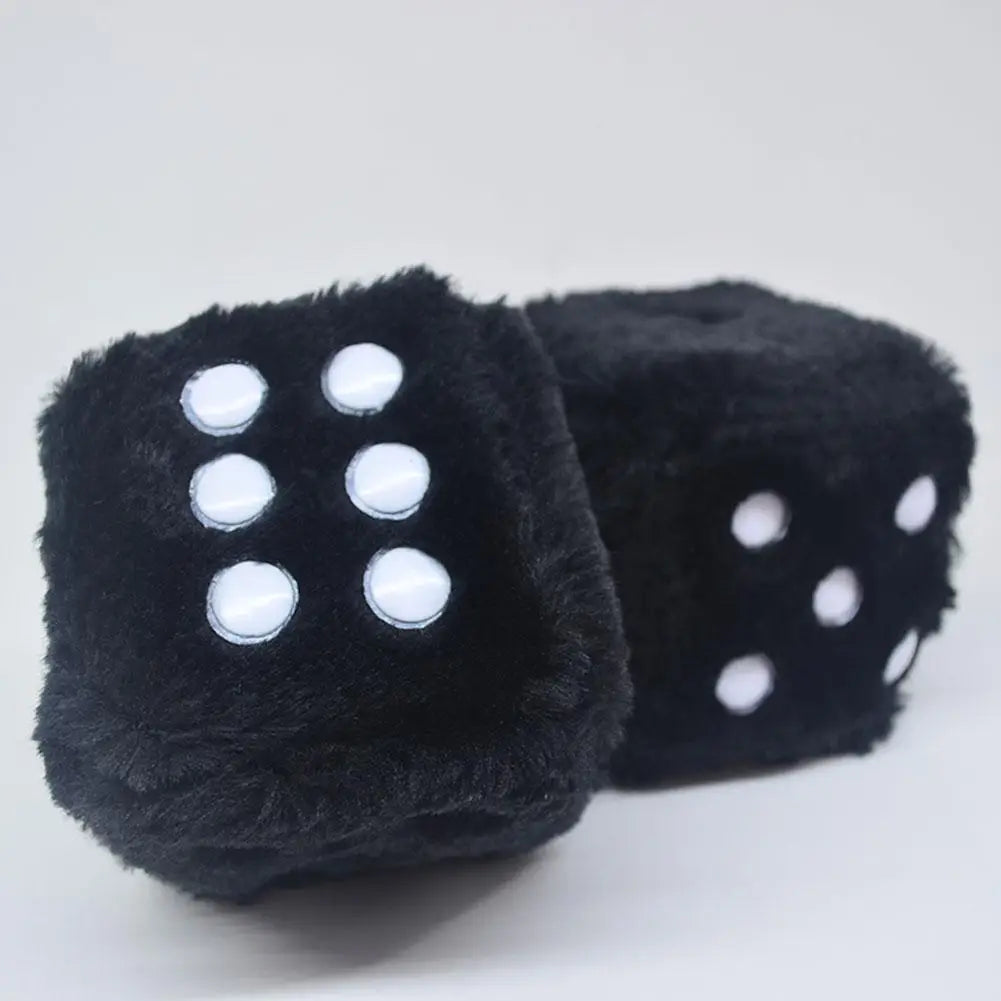 Big Long Hair Hot Stamping Dot Dice Plush Toy Cube Pendant Car Ornament Sieve Anime Car Decoration Accessories Auto Pendant