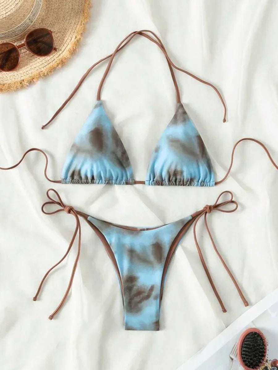 Tie Dye Bikins 2026 Mini Micro String Bikini Women Swimwear Female Swimsuit Two Pieces Bikini Set Halter Bathing Suit Swim Lady