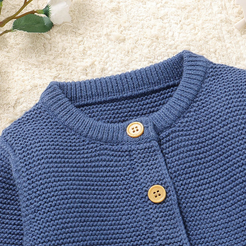 Winter Baby Clothes Sets Blue Long Sleeve Knitted Newborn Boy Sweaters Jackets+Rompers Outfits 0-18m Infant Outwear Costume