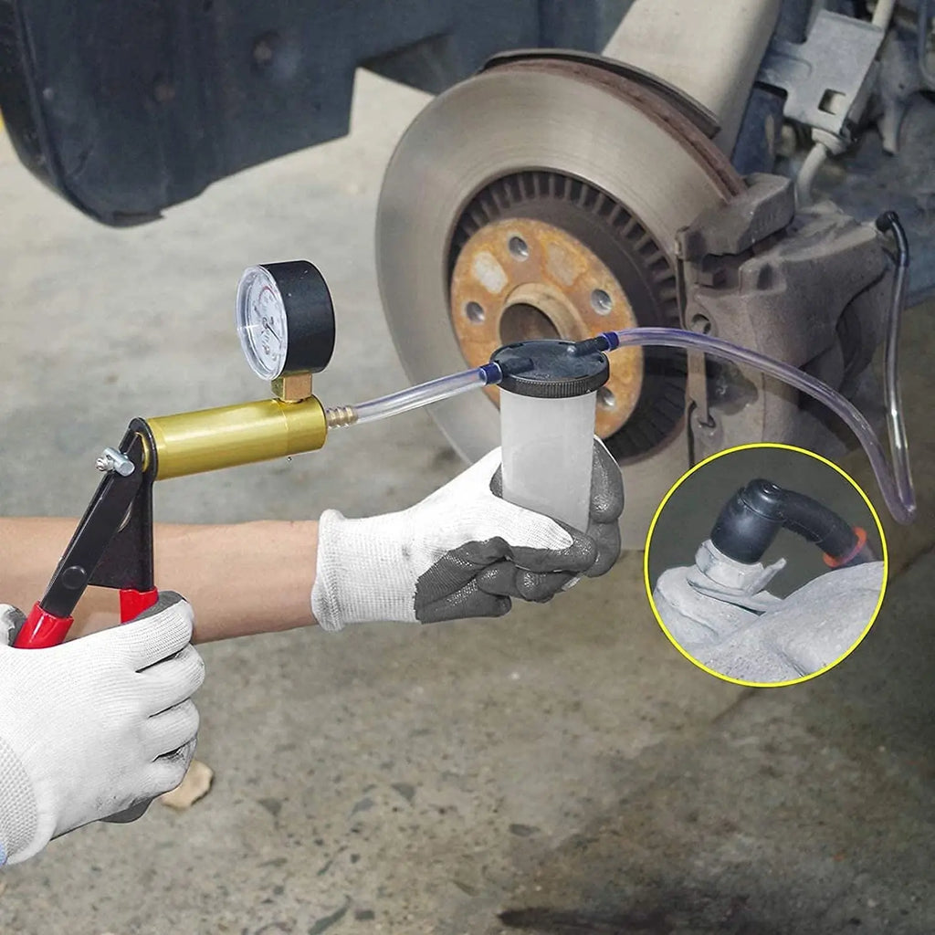 2 in 1 Brake Bleeder Kit Hand held Vacuum Pump Test Set for Automotive with Protected Case,One-Man Brake Clutch Bleeding System