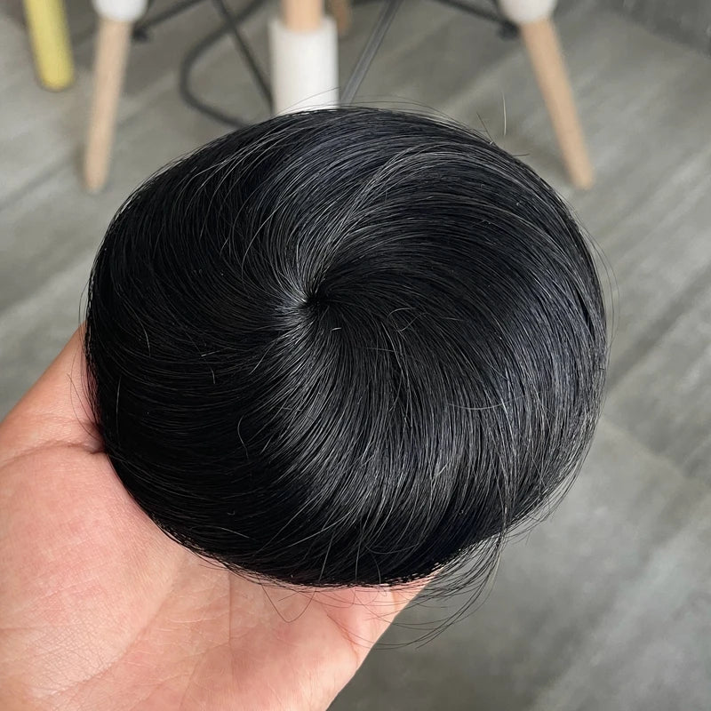 Hair Bun Human Hair Drawstring Hair Bun Wig Flexible Brown Blonde 6Inches Chignons Ponytail Hairpieces For Thinner Hair
