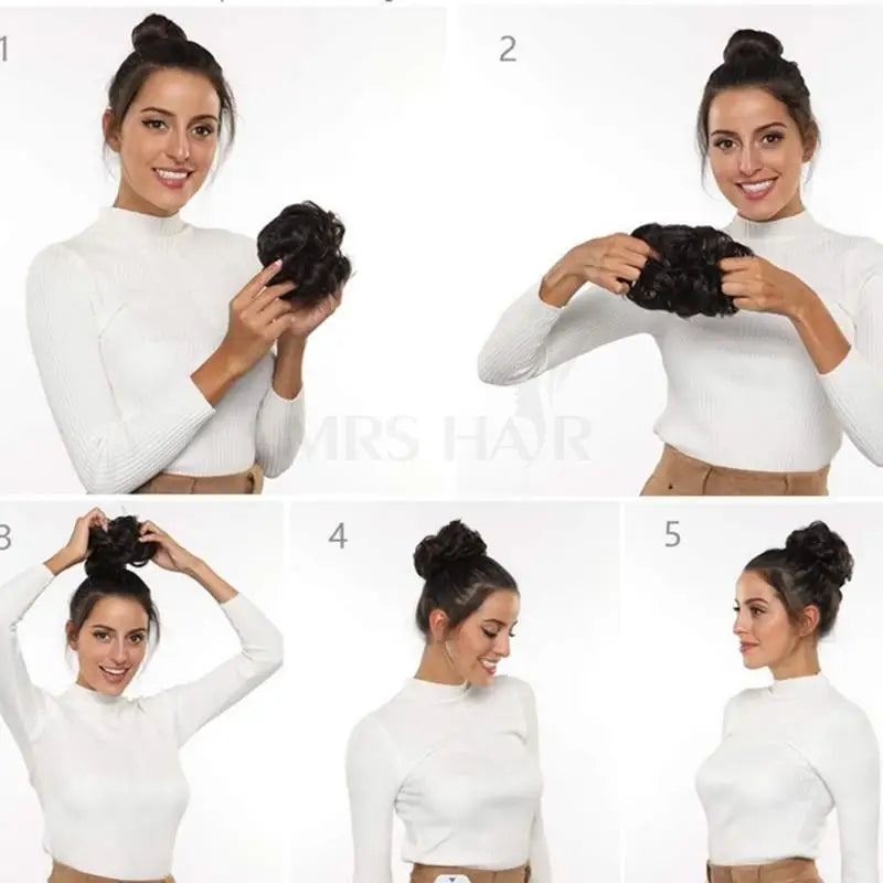 Hair Bun Human Hair Drawstring Hair Bun Wig Flexible Brown Blonde 6Inches Chignons Ponytail Hairpieces For Thinner Hair