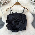 Stretchy Back Camis Slim Woman Solid Big Flower Tank Girl 2026 Summer Crop Top for Female Camisole