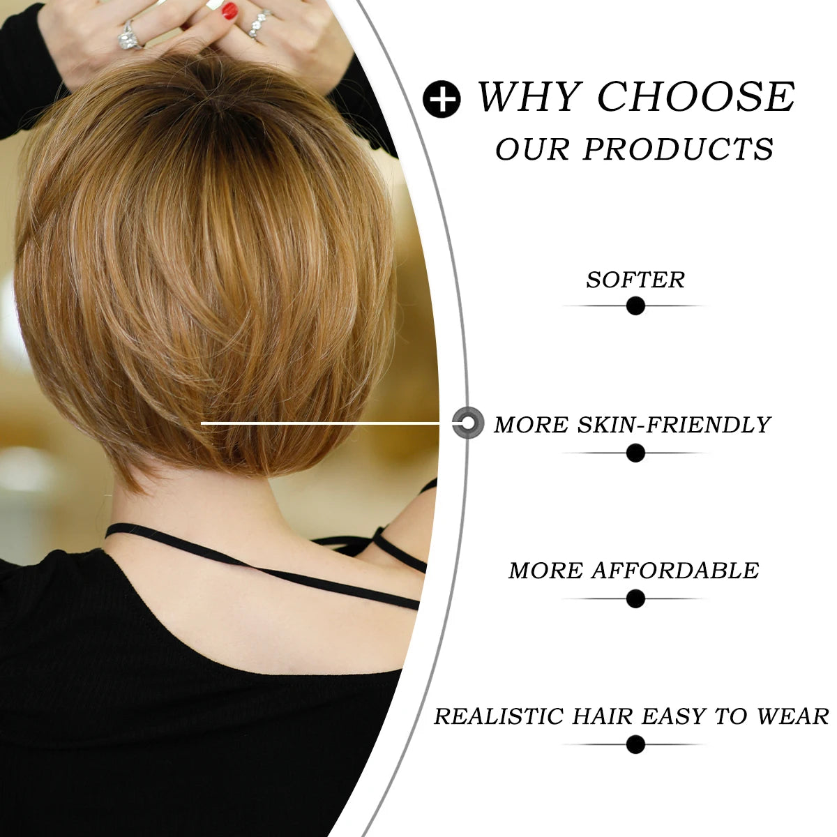 7JHH WIGS Short Bob Wig Ombre Blonde Wig for Women Daily Party Natural Synthetic Hair Wig with Bangs Heat Resistant Fiber