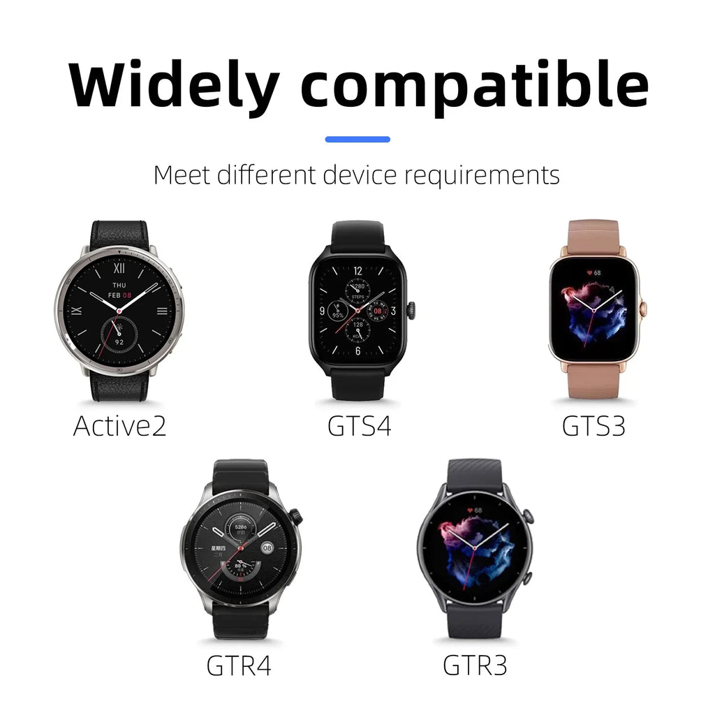 For Amazfit Active2/GTR3/GTS3/GTR4/GTS4 USB Smart Watch Charger Replacement Charger with Lanyard Charging Cable