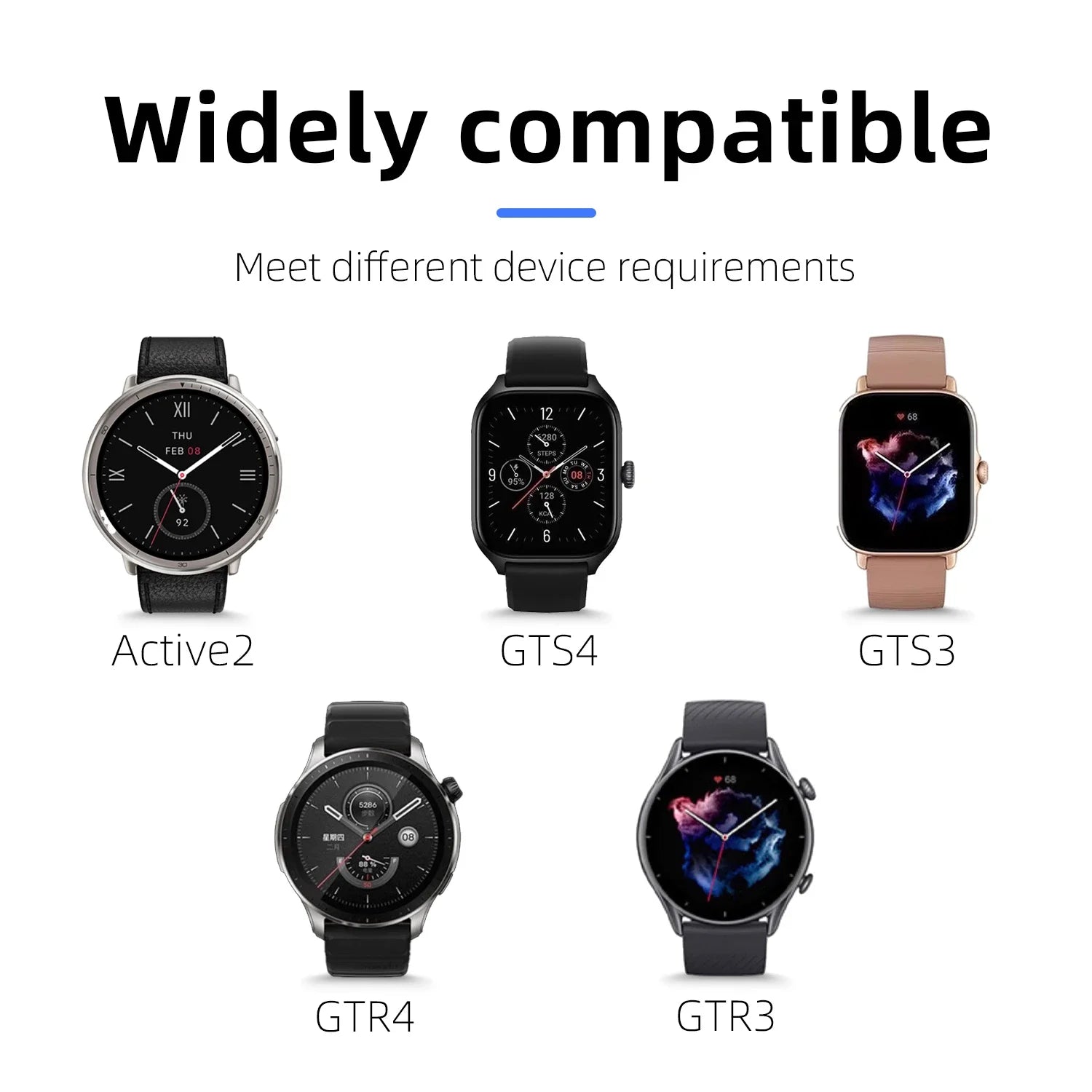 For Amazfit Active2/GTR3/GTS3/GTR4/GTS4 USB Smart Watch Charger Replacement Charger with Lanyard Charging Cable