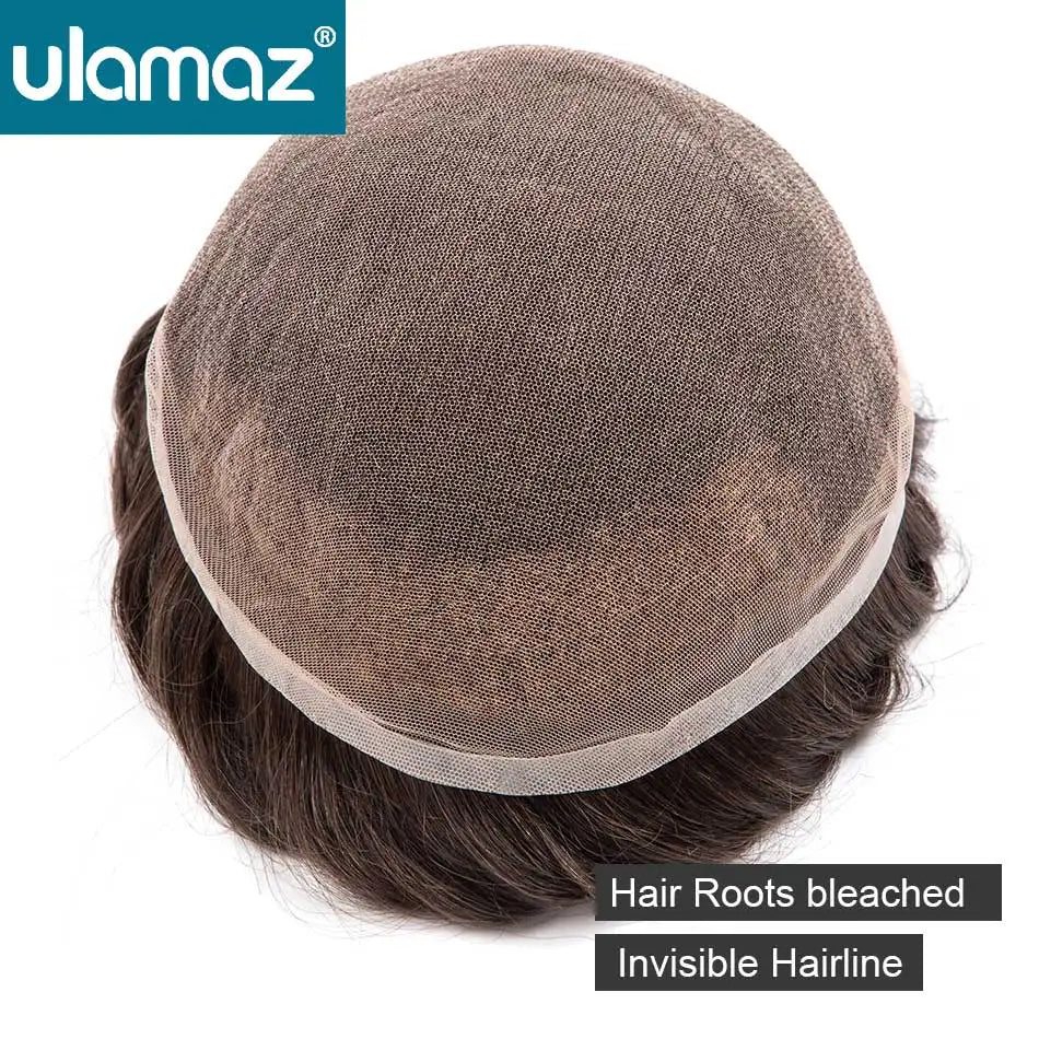 Male hair Prosthesis Full Lace Men's Wig Double Knots Man Wig Human Hair Toupee Breathable Hair System For Man Hair Prosthesis