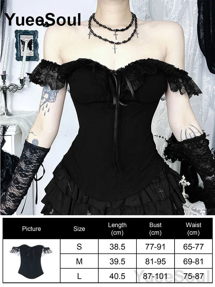 Gothic Crop Tops Black Spaghetti Strap Mesh Slim Corset Tops 2026 New Goth Punk Grunge Fairy Core Sexy Y2K Halloween Clothing