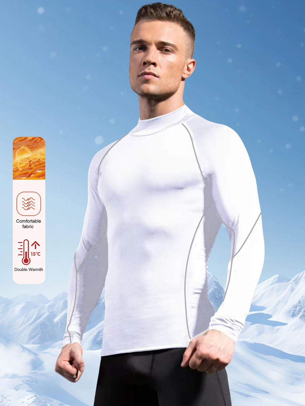 Men High Collar Thermal Underwear Elastic Thermal Shirt Man Compression Undershirts Long Johns Man Sport First Layer Sleepwear