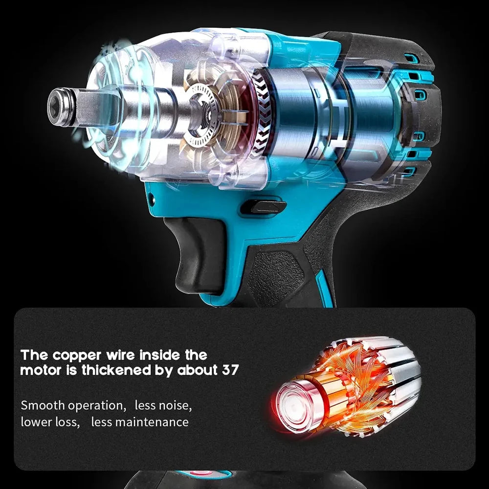 Wrench 1/2Inch Power Tools 2 In 1 Brushless Cordless Wrench LED Light Adapt To Makita Battery 21V Brushless Electric Impact