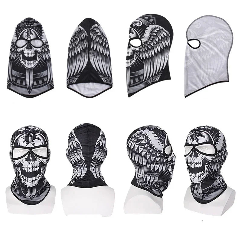 2 Holes Skull Balaclava Outdoor Motorcycle Riding Face Mask Windproof Caps Rider Head Cover Ski Masks MTB Bicycle Headgear