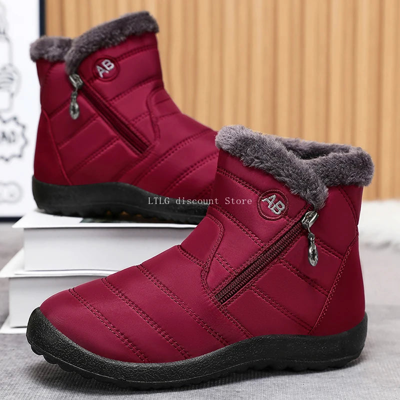 Women's Boots Women's Ankle Boots With Fur Winter Shoes Women Low Heels Winter Boots Snow Waterproof Botas Mujer Winter Footwear