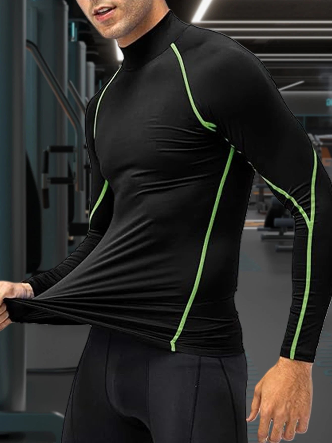 Men High Collar Thermal Underwear Elastic Thermal Shirt Man Compression Undershirts Long Johns Man Sport First Layer Sleepwear