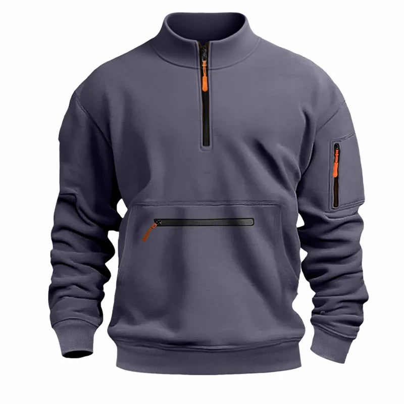 autumn winter Half-zipper stand collar Sweatshirts man and woman Solid Color Fleece Pullover Daily leisure tops Men Sweatshirt