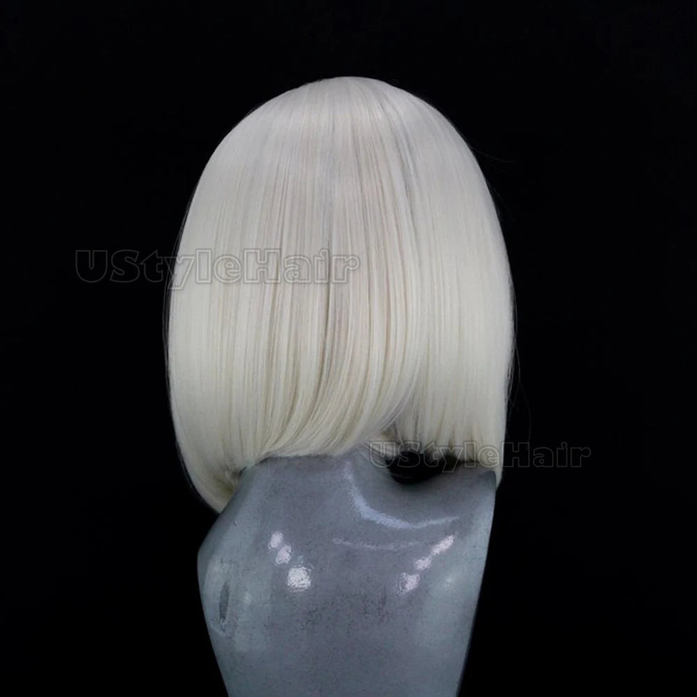 Platinum Blonde Short Bob Wig 13x4 Lace Front Synthetic Hair Wigs for Women Natural Hairline Glueless Daily Use Cosplay Party