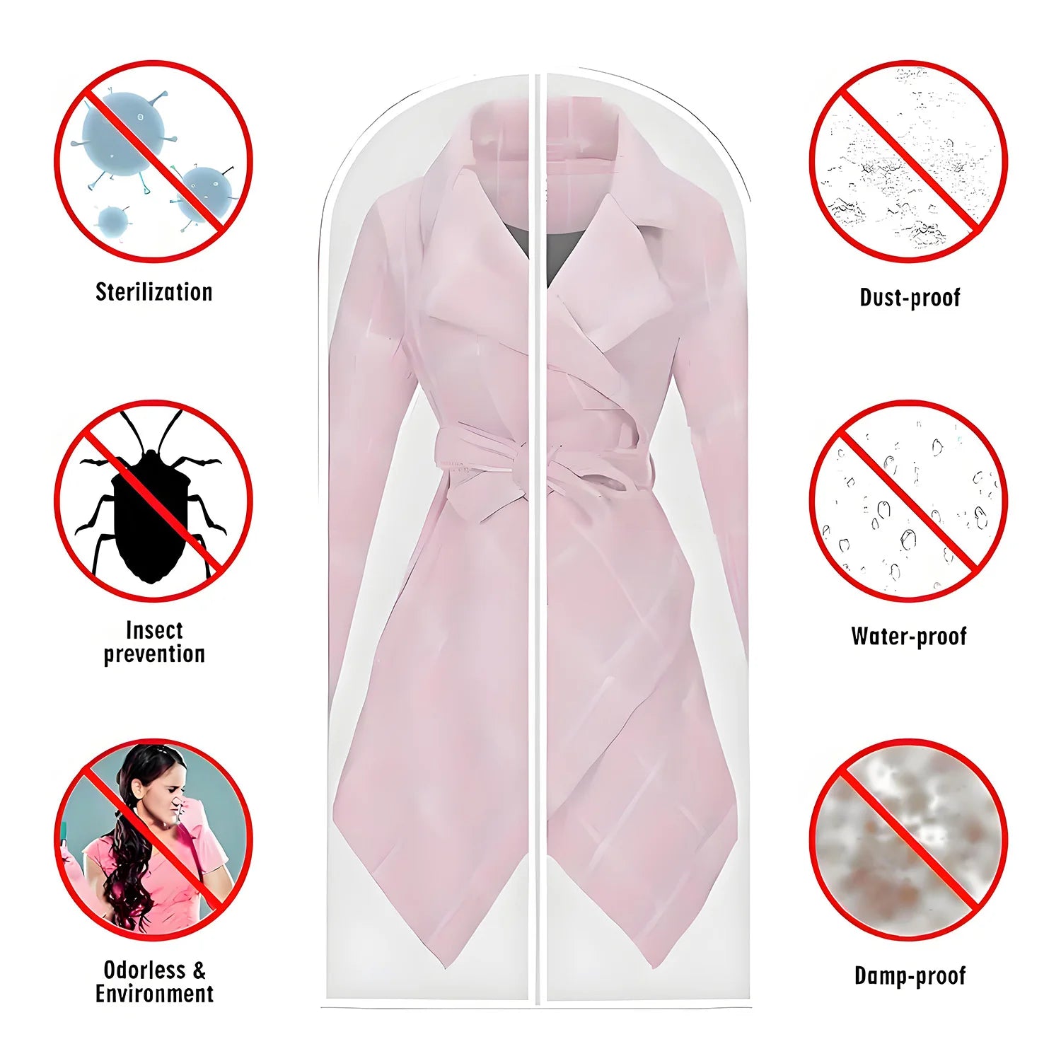 Clear Garment Suit Dress Cover Bag for Closet Storage Dust Coat Cover Gown Bags Shirt Protector with Zipper for Hanging Clothes