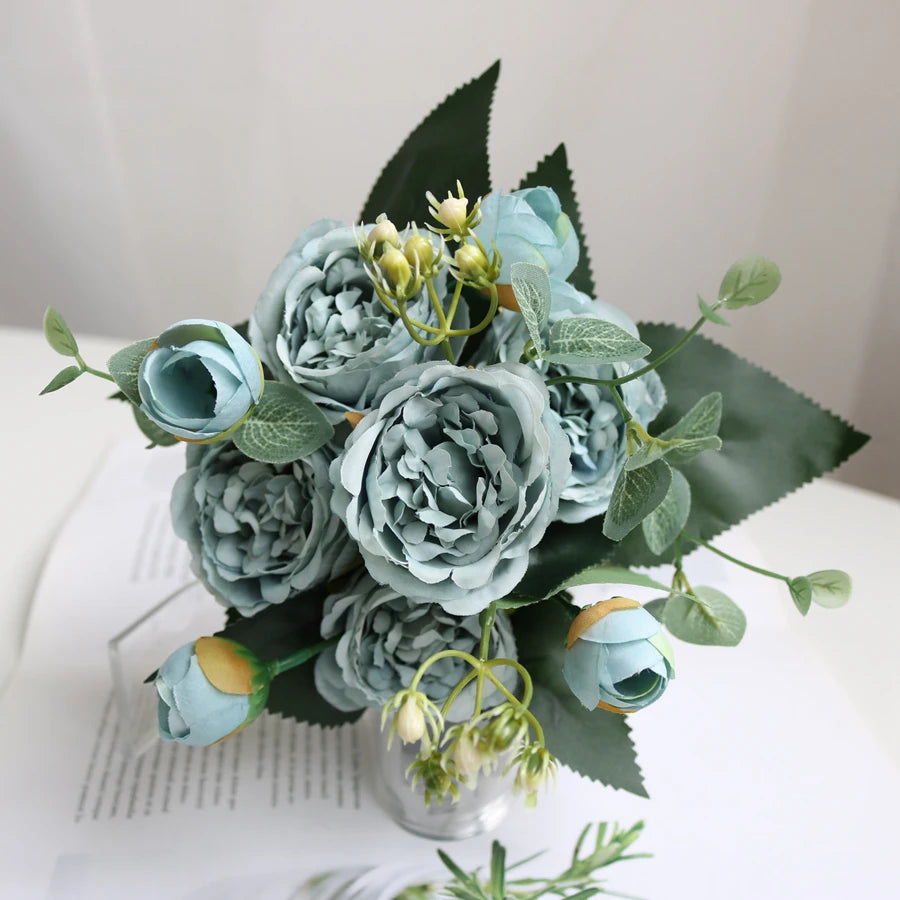 1Pc Silk Rose Artificial Flower Peony Outdoor UV Protection Wedding Wreath Bridal Bouquet Festival Decor Vase Home Room Diy Gift
