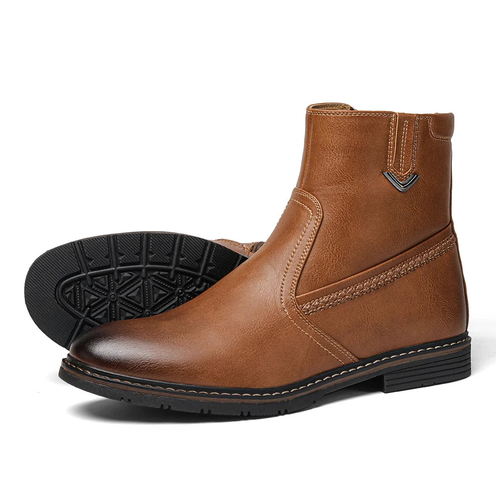 Men Winter Boots Vintage Ankle Warm Men's Winter Shoes #5278
