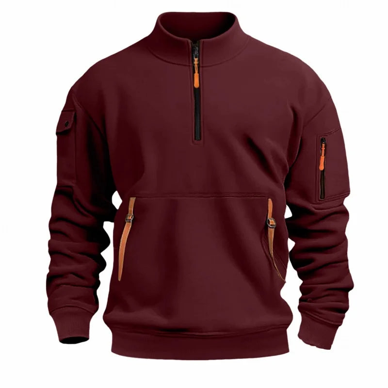 autumn winter Half-zipper stand collar Sweatshirts man and woman Solid Color Fleece Pullover Daily leisure tops Men Sweatshirt